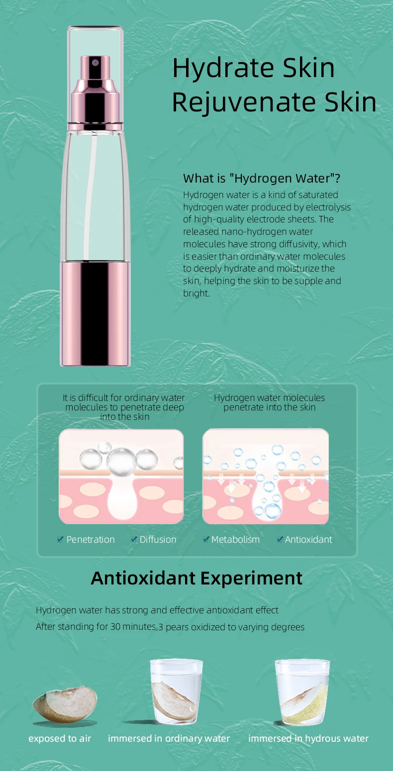 Newest Fashion Skin Care Mini Design Hot Sale Rechargeable Low Price  Press Style Hydrogen Water Vaporizer