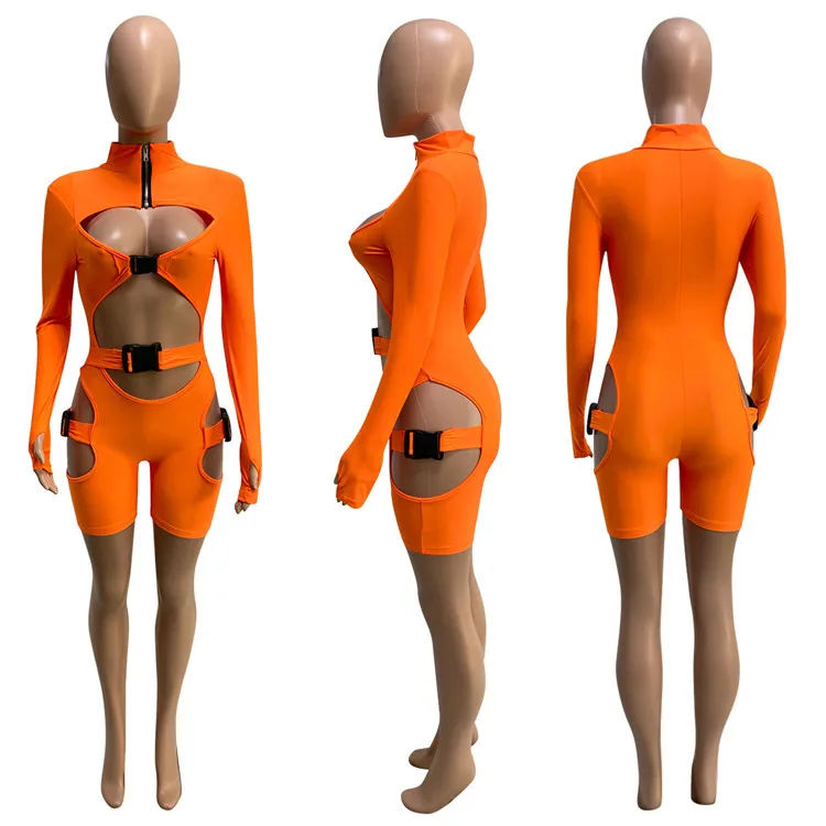 
Best price Summer 2020 solid color backless Ladies fitness jumpsuit Women One Piece Short Jumpsuits And Rompers 