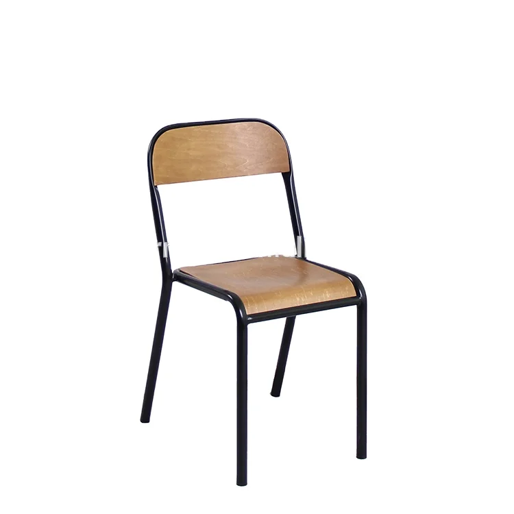 French Black Mid-Century And Modern Ergonomic Industrial Chair  European Wooden Seat Restaurant Cafe Chair