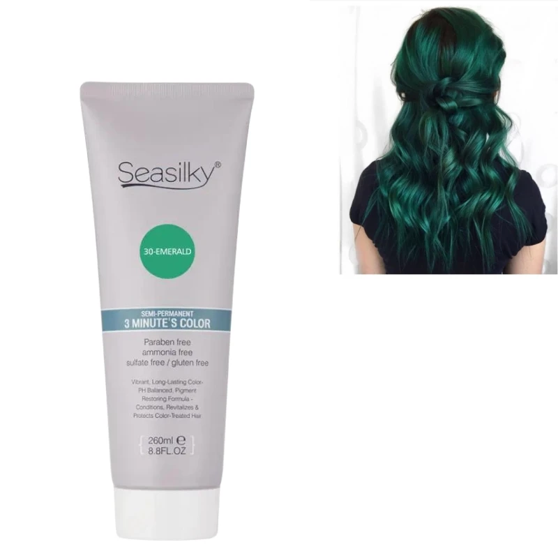 Ammonia-Free Emerald Semi-Permanent Hair Color Cream 32 Fashion Colors 260ml