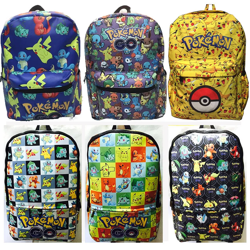 Pokemones Schoolbags Pocket Monsters Characters PU Leather Backpack Eevee Cartoon Backpacks for Students Kids Adults