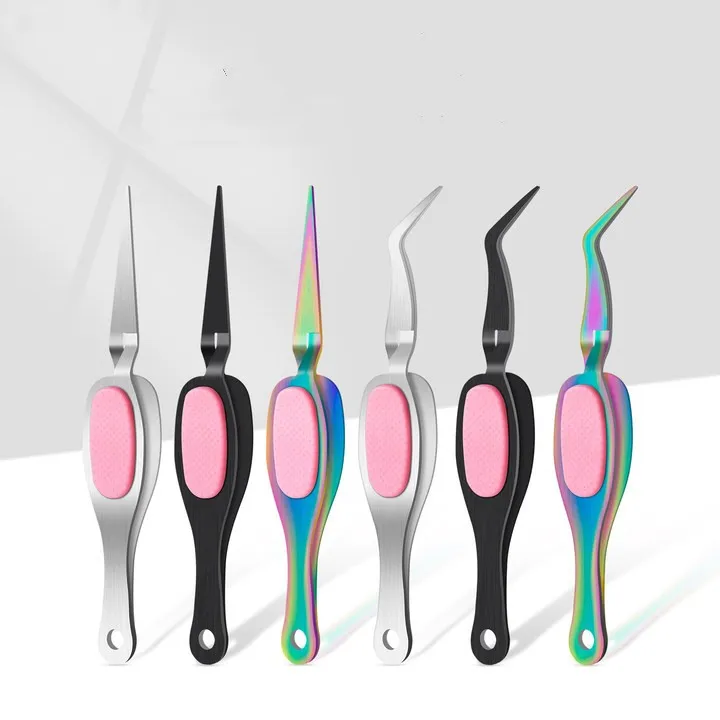 Multifunction Stainless Steel Nail Art Tweezers Cross and Curve Sculpture Clip Manicure Tools Equipment Supplies