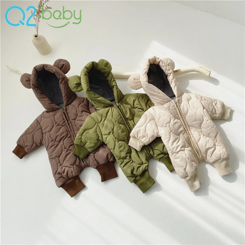 Q2-baby 2517 утолщенная теплая зимняя детская одежда с животными, Комбинезоны на молнии