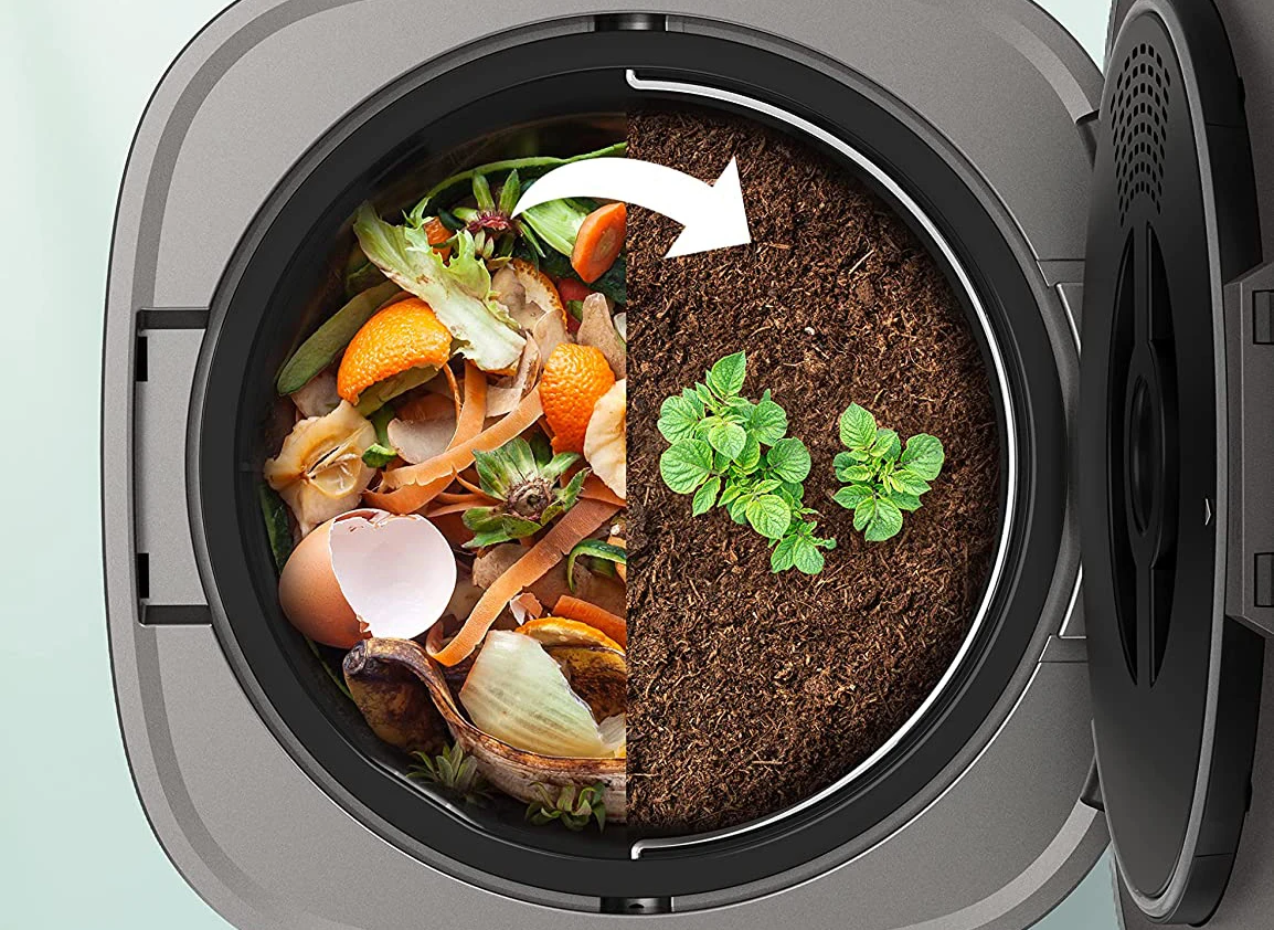 Electric Stainless Steel Kitchen Compost Bin Air Switch Automatic Waste Disposal Equipment Dishwasher Connectable Household