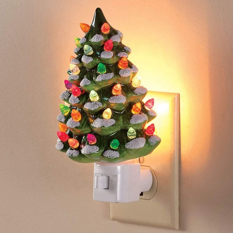 ETL Electric Christmas Tree Plug Ceramic Night Light Ngiht Lamp Lighting and Circuitry Design Indoor Room,living Room FJS17080