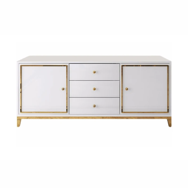 Modern Dining Room Furniture Wooden Cabinet Stainless Steel Console Table With Drawer Storage Sideboard Buffet