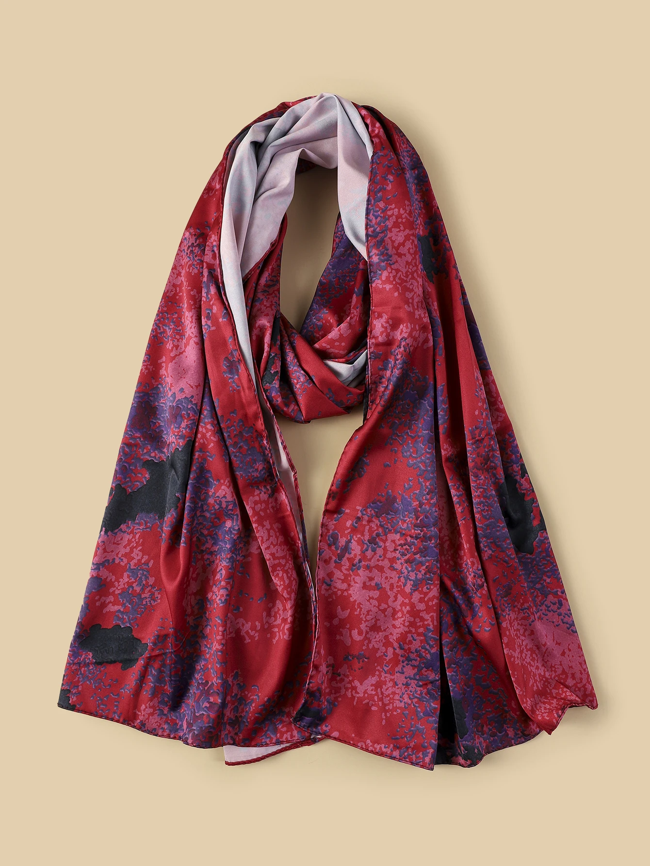 Premium Ombre Marble Water Print Satin Hijab Scarves Printed Brimming Chiffon Silk Muslim Shawl