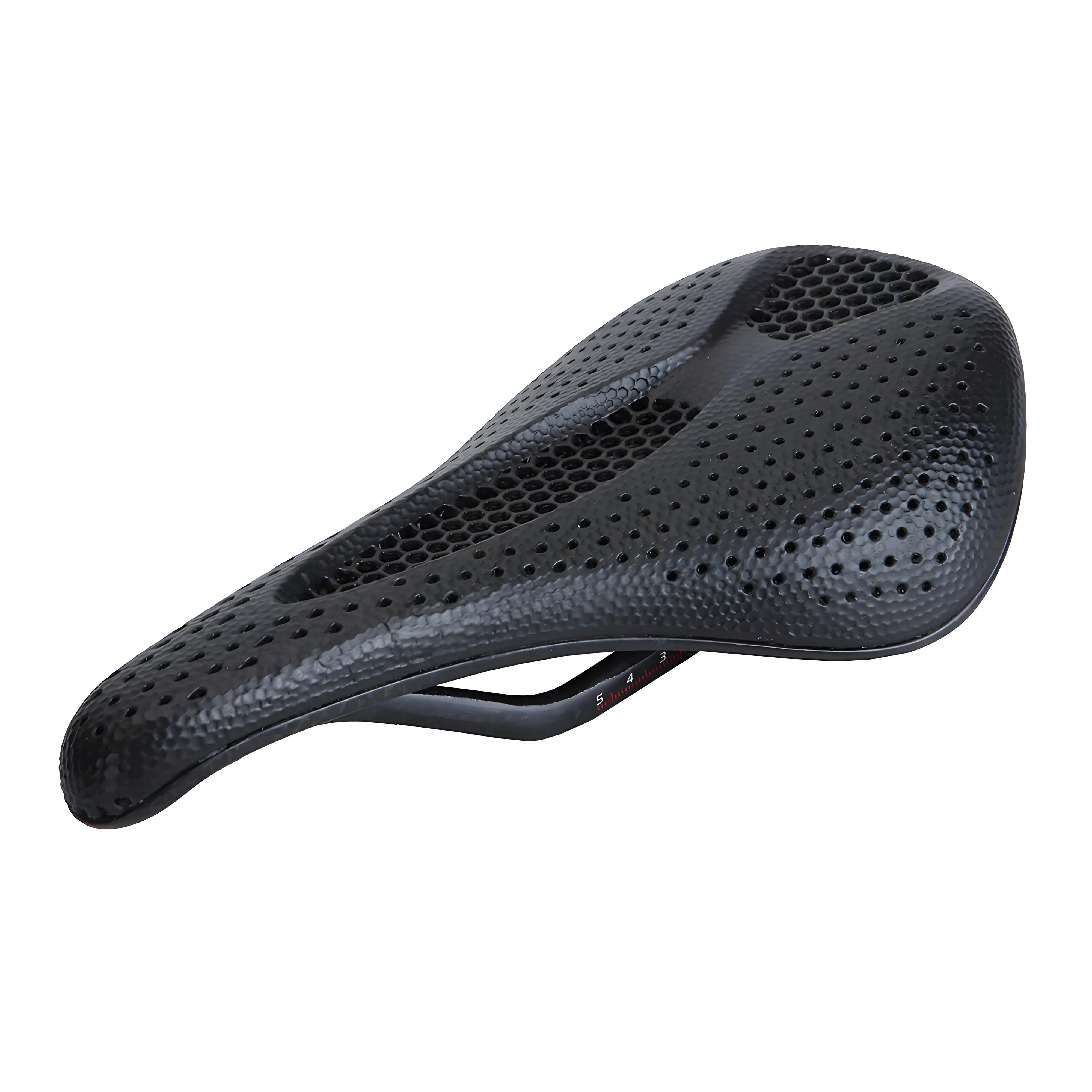 PUSAI Best 3D Printed Carbon Fiber Bicycle Seat 140mm Saddle for Road Bikes Plastic Material Boxed Packing
