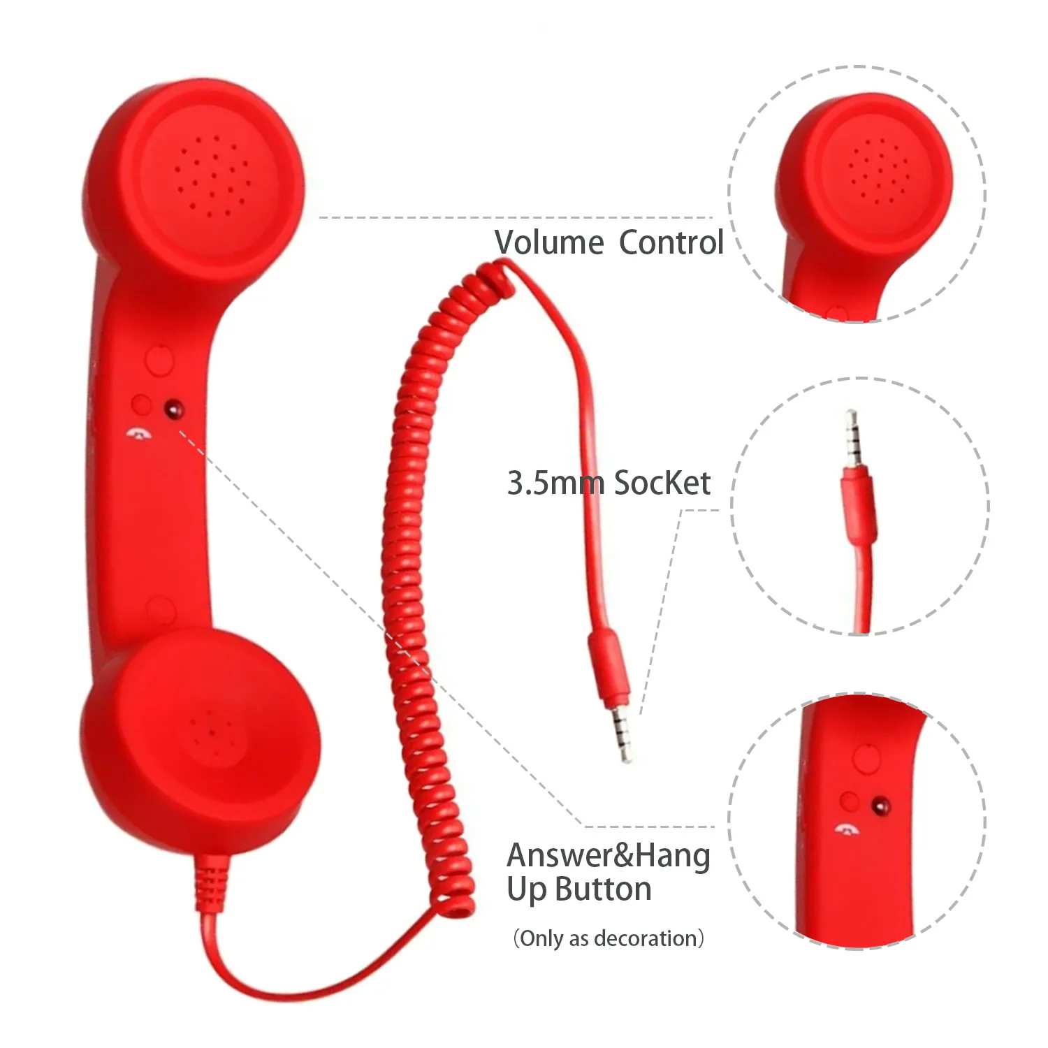 Fun gift Fashion Retro Anti-radiation Telephone Phone Handset Receiver Devices For Mobiles