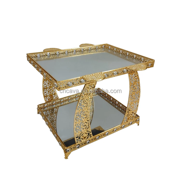 wholesale factory price simple design luxury gold plated metal rekebot tea table tray set