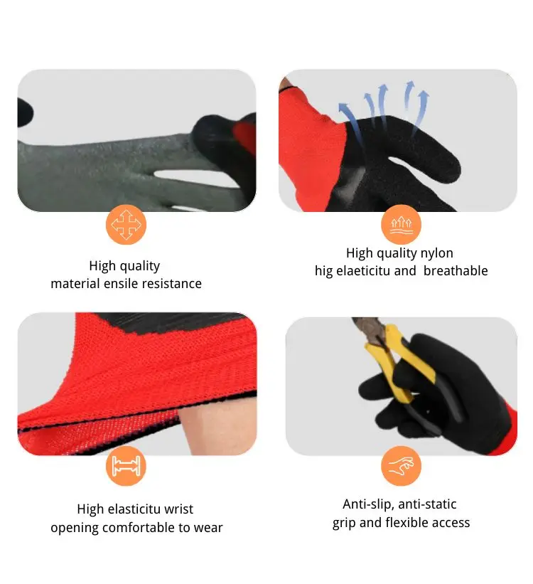 Hot Selling New Arrival Anti Impact Abrasion Agriculture Latex Sandy Coat Safety Work Gloves Factory