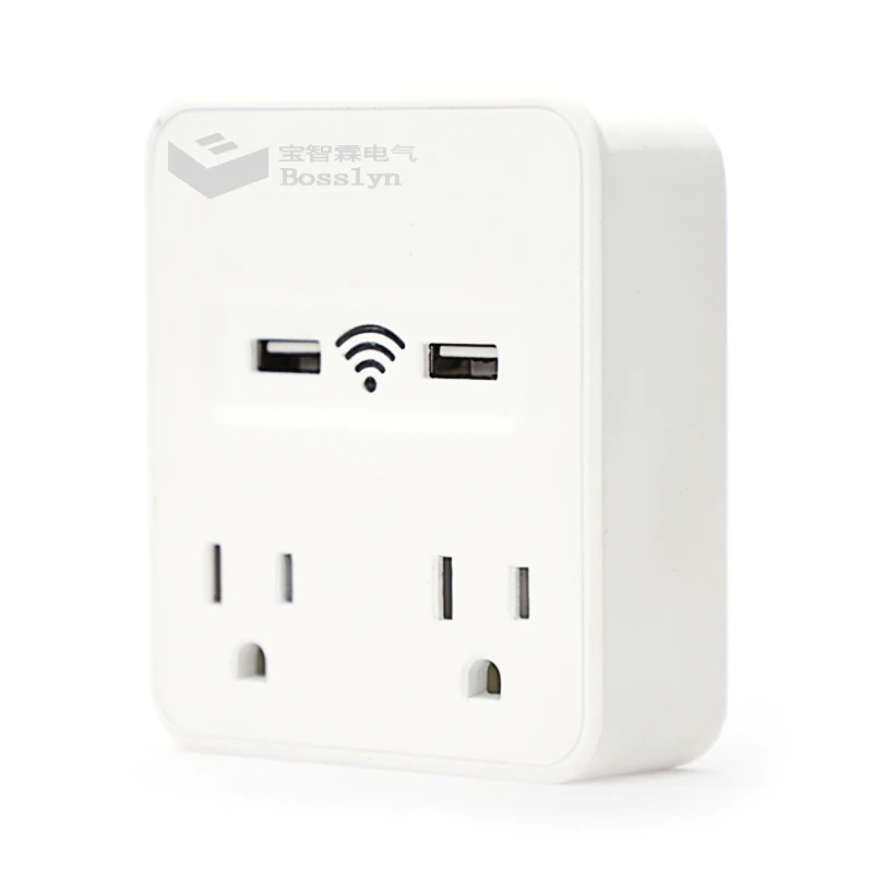 Умная розетка Wi-Fi с 2 USB-портами для управления электроникой и мониторинга энергопотребления приложением автоматизации дома смартфонов