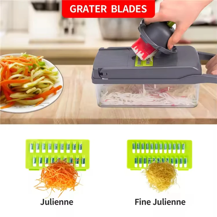 ANJUKE 12 In 1 Multifunctional Kitchen Manual Mandoline Slicer Plastic Potato Vegetable Chopper Grater Slicer Vegetable Cutter