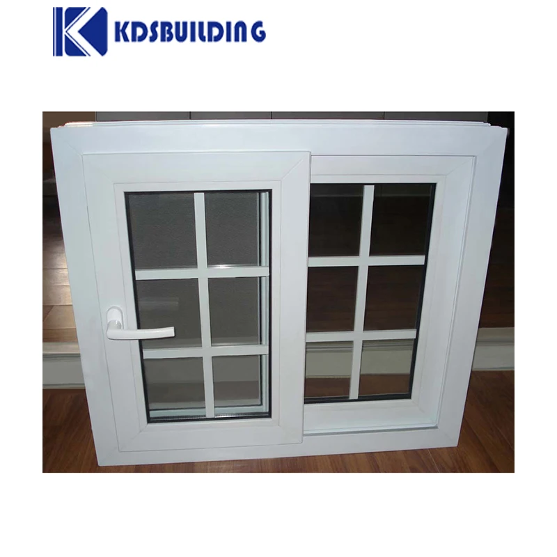 KDSBuilding French Design Kitchen Grill Design Price Upvc Pvc Sliding Window With Double Glaze