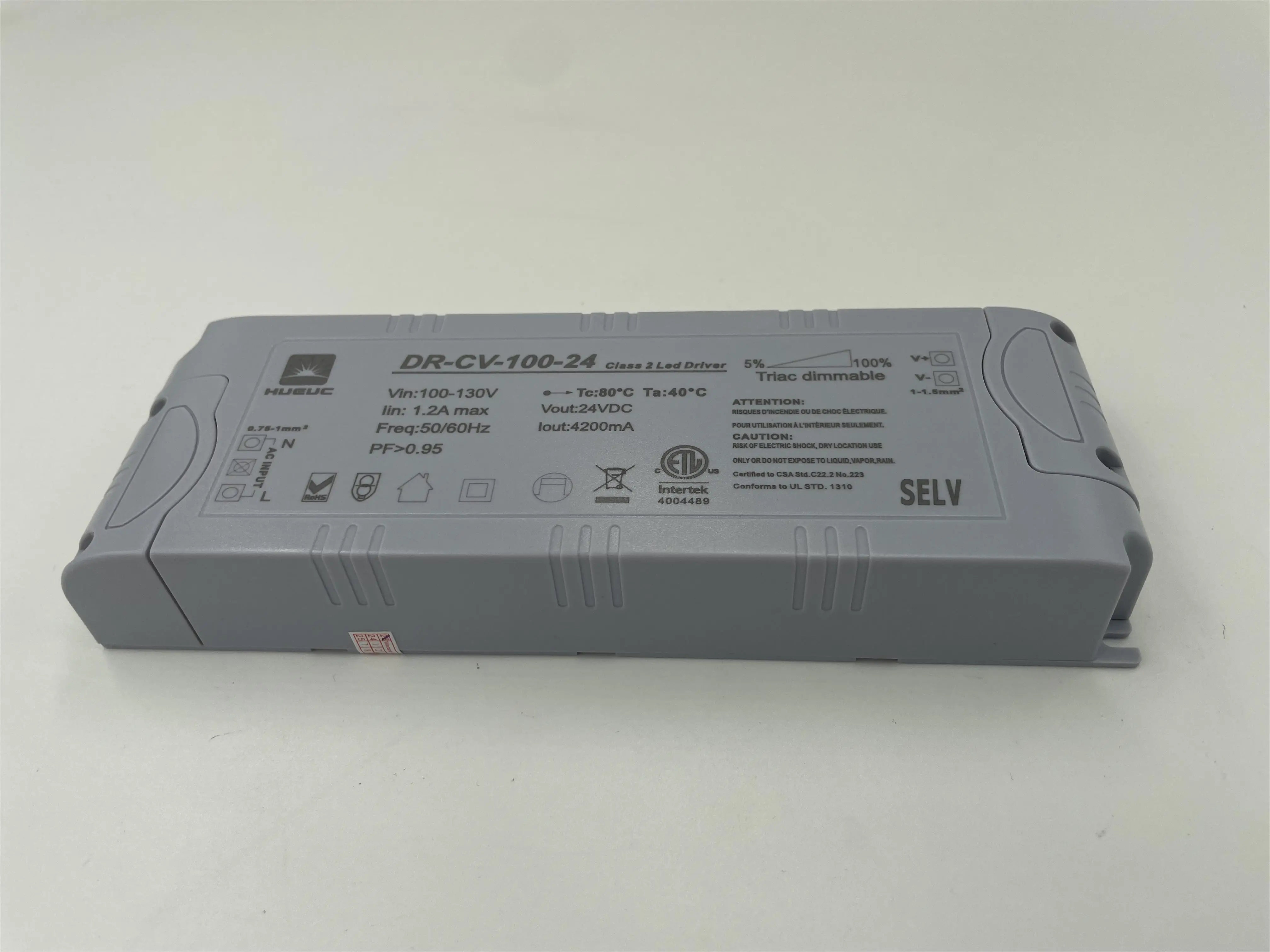 HUEUC 100w IP20 ETL 120V to 24v dimmable AC to DC led strip driver