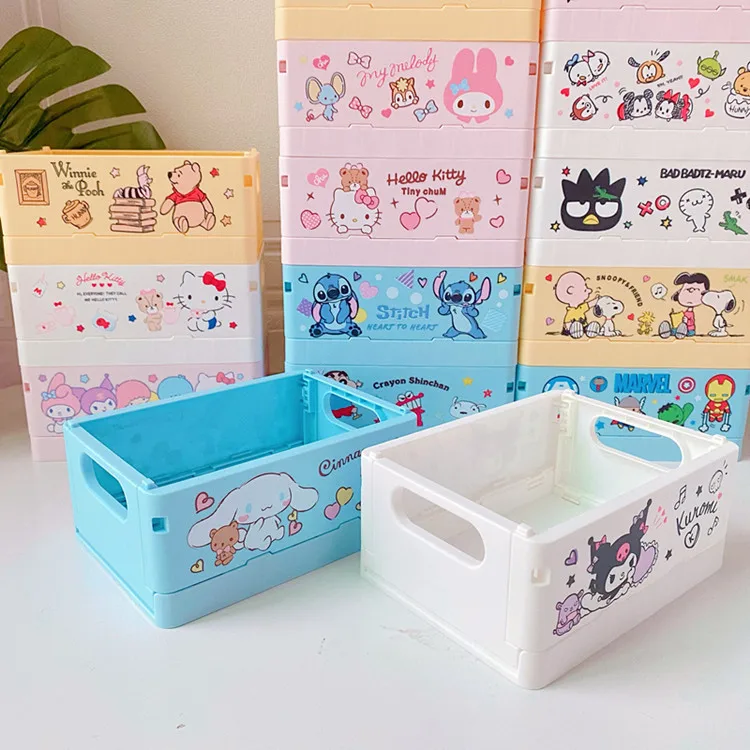 Cartoon kawaii foldable storage box  Kuromi Desktop Sundries Sorting Small Box Dormitory Accessories Household Storage boxes