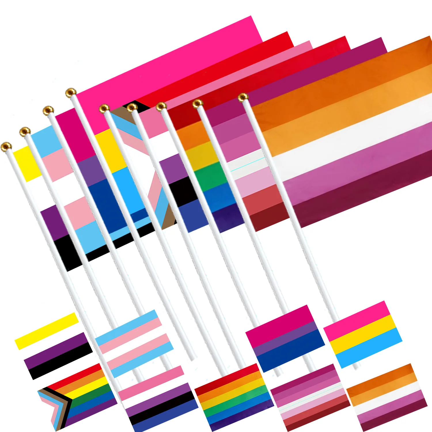 Sunshine Pride Flags mini progress pride flags Mini Handheld LGBTQ Gay Rainbow Flags for Parade Party