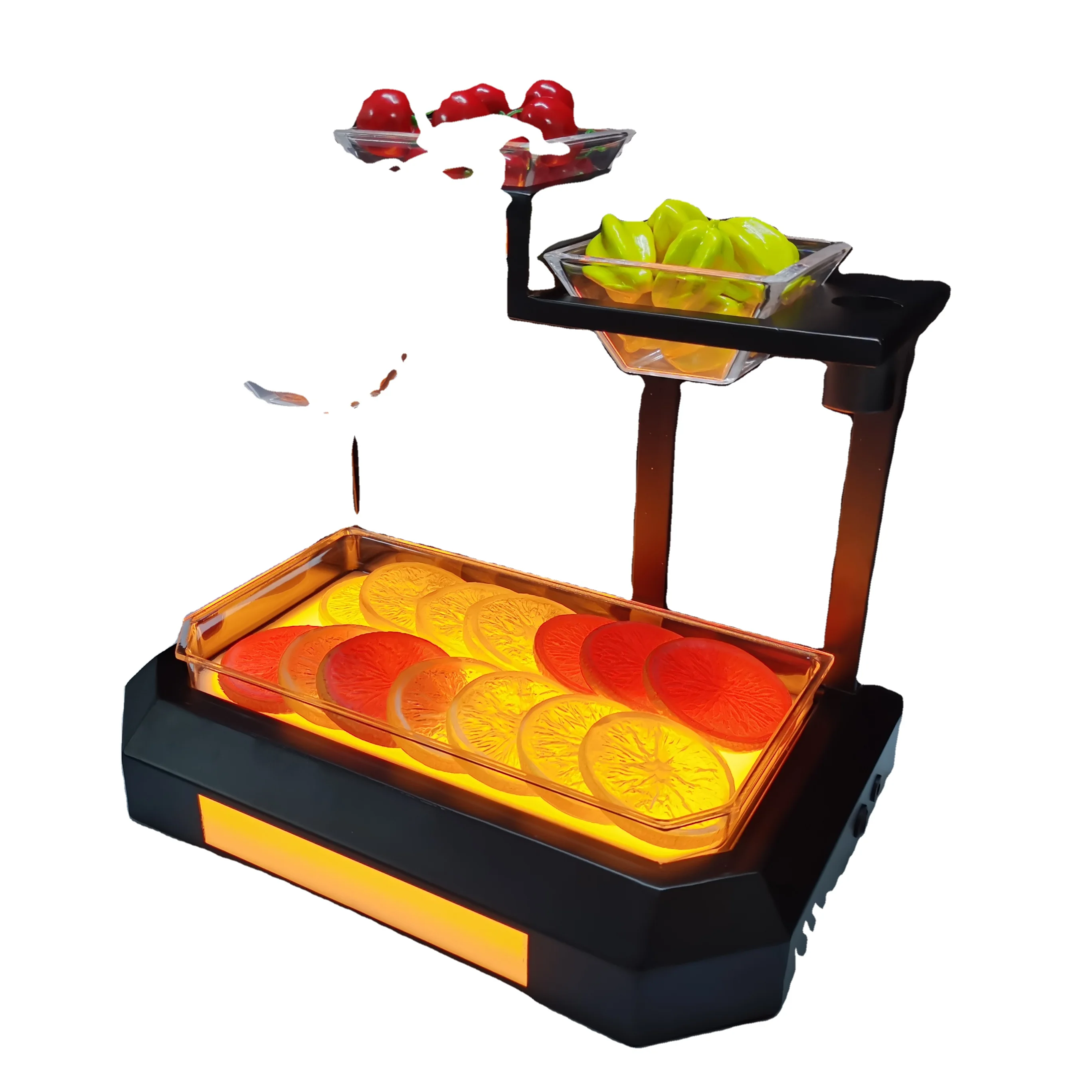 Custom plastic metal stainless steel wood bamboo Luminous LED Lighting black serving tray decorative  For KTV Night Club