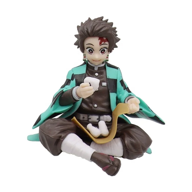 Toy 15cm PVC Action Figure Anime  Kamado Tanjirou Agatsuma Zenitsu Eat Rice Balls Demon Slayer