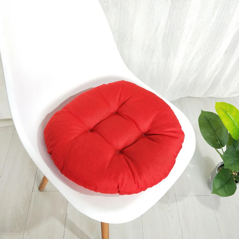 Solid Color Sofa Indoor Round Chair Cushions Pillow Linen Chair Seat Cushion Pillow For Office Chair