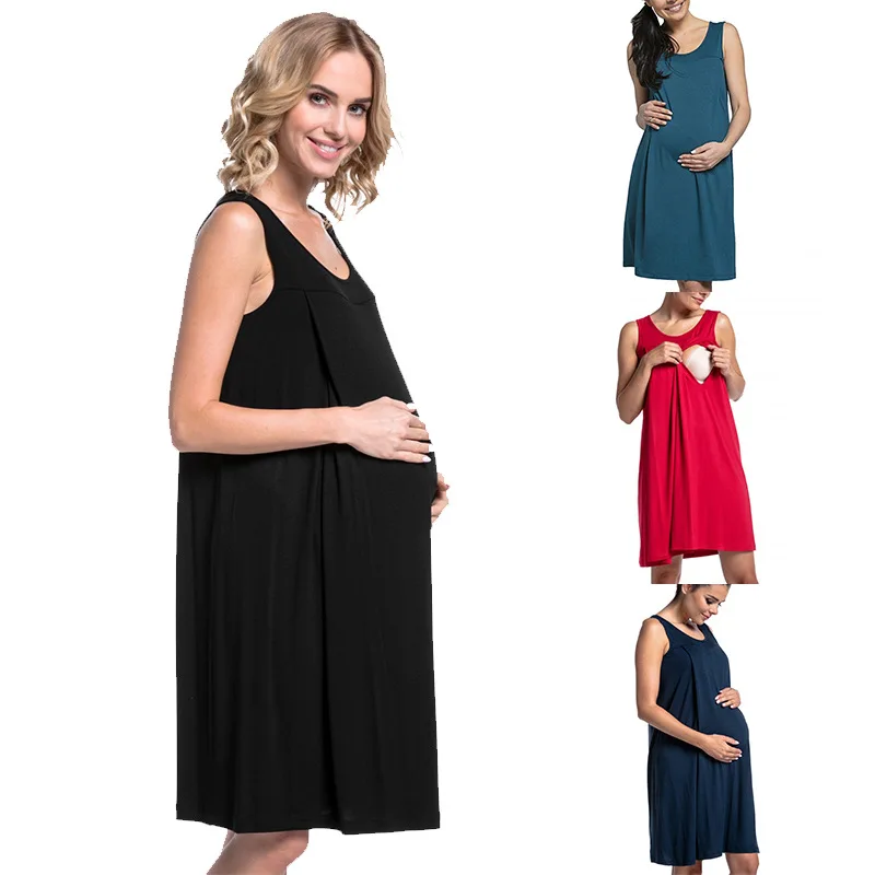 
Spring And Summer Women Robes Sleeveless Dress Homesuit Hospital Loose Breastfeeding Maternity Pajamas 