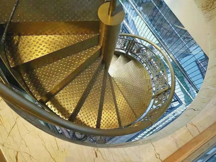 Custom304/ 316 stainless steel spiral staircase    golden spiral staircase   metal outdoor stairs   prefabricated stairs steel