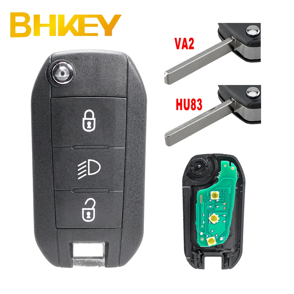 For Peugeot 208 308 508 2008 2012+ Hella Citroen C3 C5 Aircross 3 BTN Remote Key Fob 433Mhz VA2 HU83 46 Chip