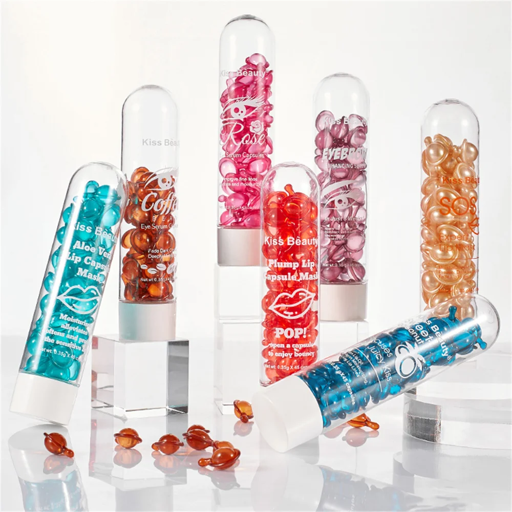 Kiss Beauty Moisturize Lip Balm Mask Serum Essence Oil Capsule Batana Sea Moss Castor Custom Bottle Private Label Logo Packaging