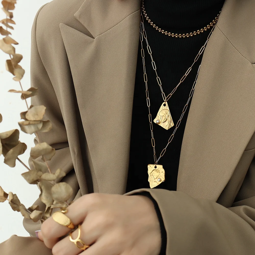 Wholesale Price Titanium Steel Pearl 18K Gold Plated Long Necklace 2022