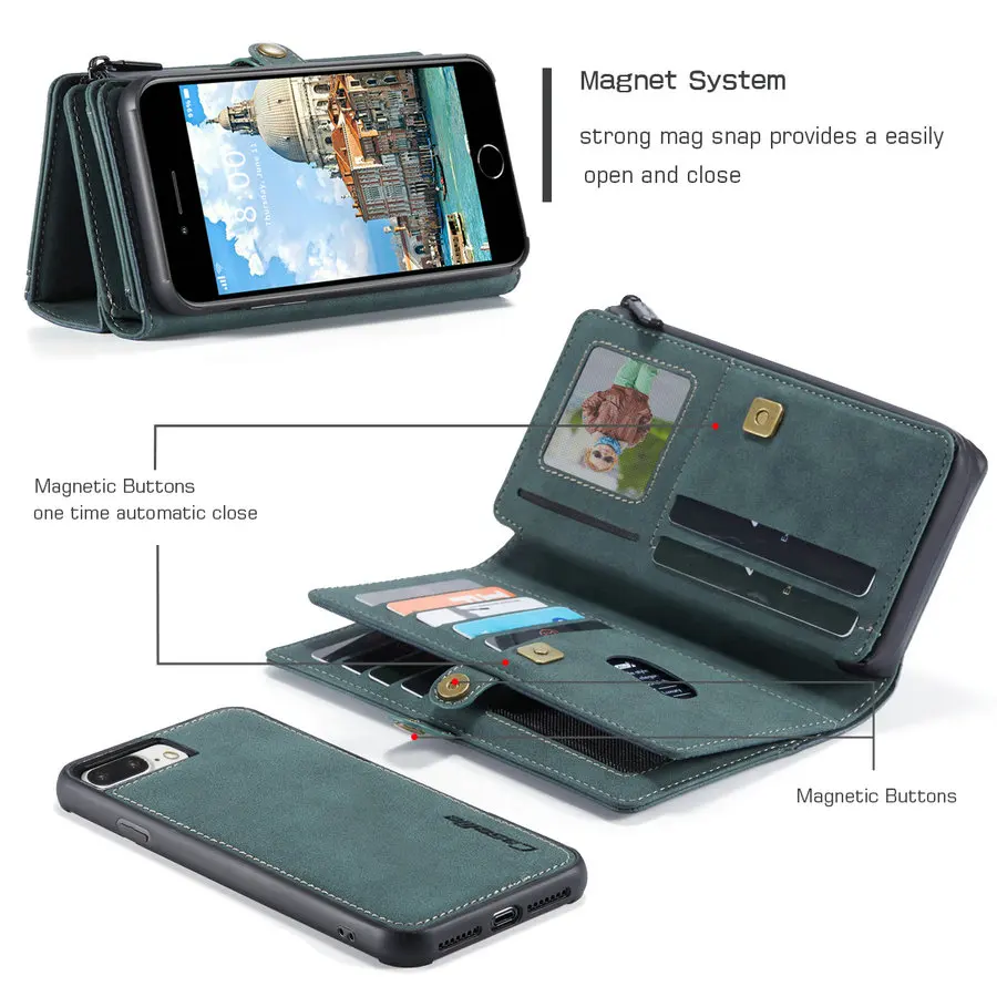 Магнитный флип-чехол CaseMe с подставкой для iPhone 12 11 Pro Max 7 8 6 s Plus X XS XR винтажный кожаный чехол Samsung A11 A21 A31 A51