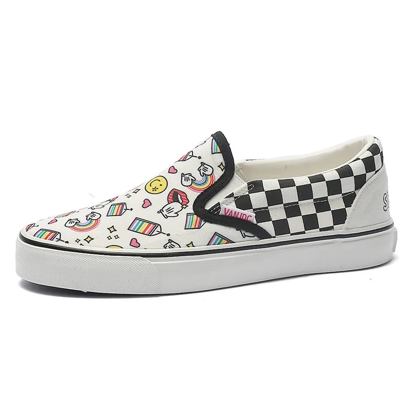 Graffiti women canvas shoes flat comfortable slip on women casual shoes