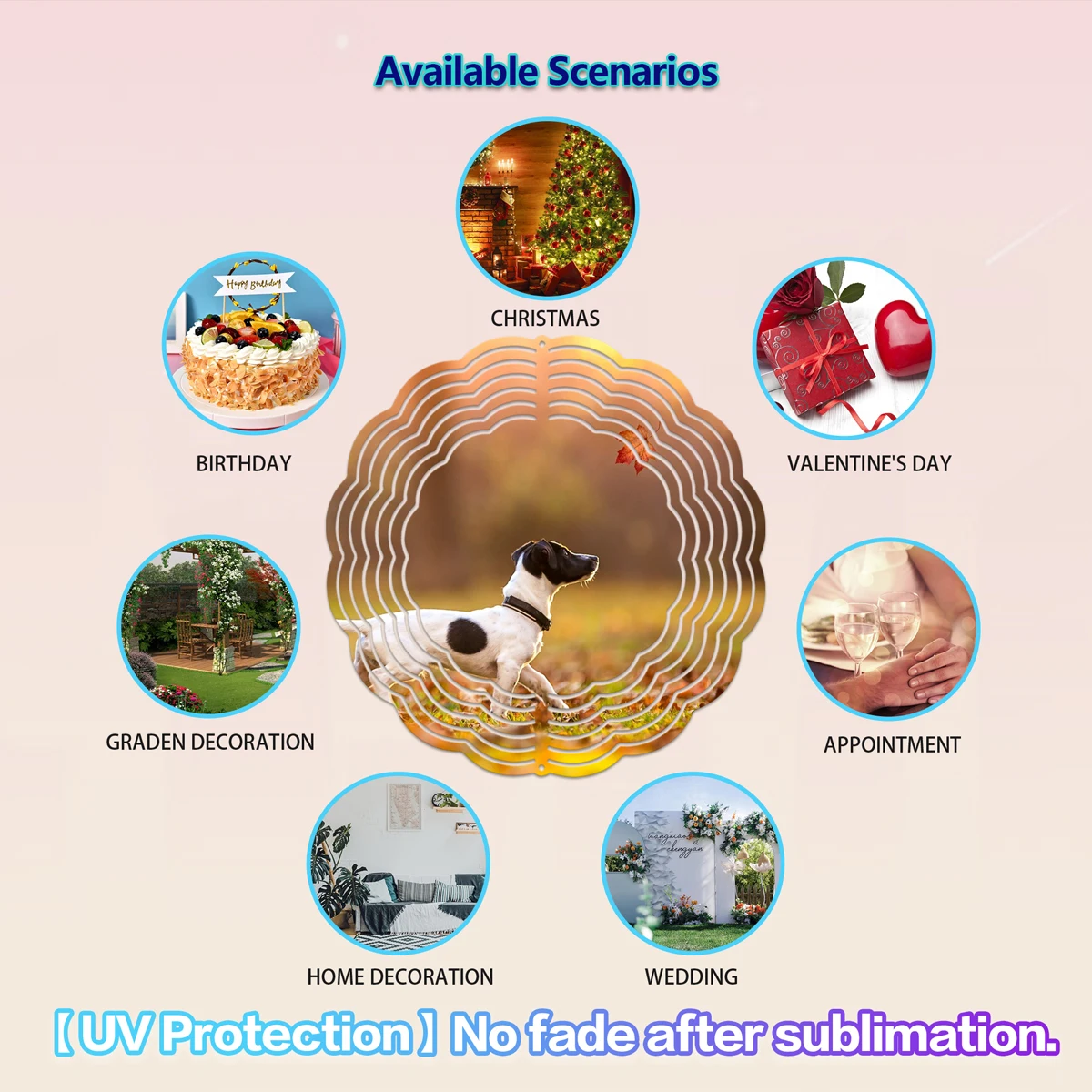 US Warehouse FREE shipping wholesale  sublimation blanks, metal wind spinner personalized garden decor gift10 inch wind spinner.