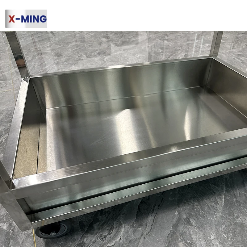 Xiangming Stainless Steel 3 Layers Food Serving Hand Trolley cart with wheels