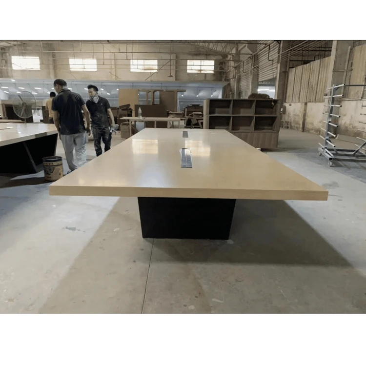 Yellow Desk Top Hot Sale Standing Conference Table 14 Seat MDF Boardroom Furniture