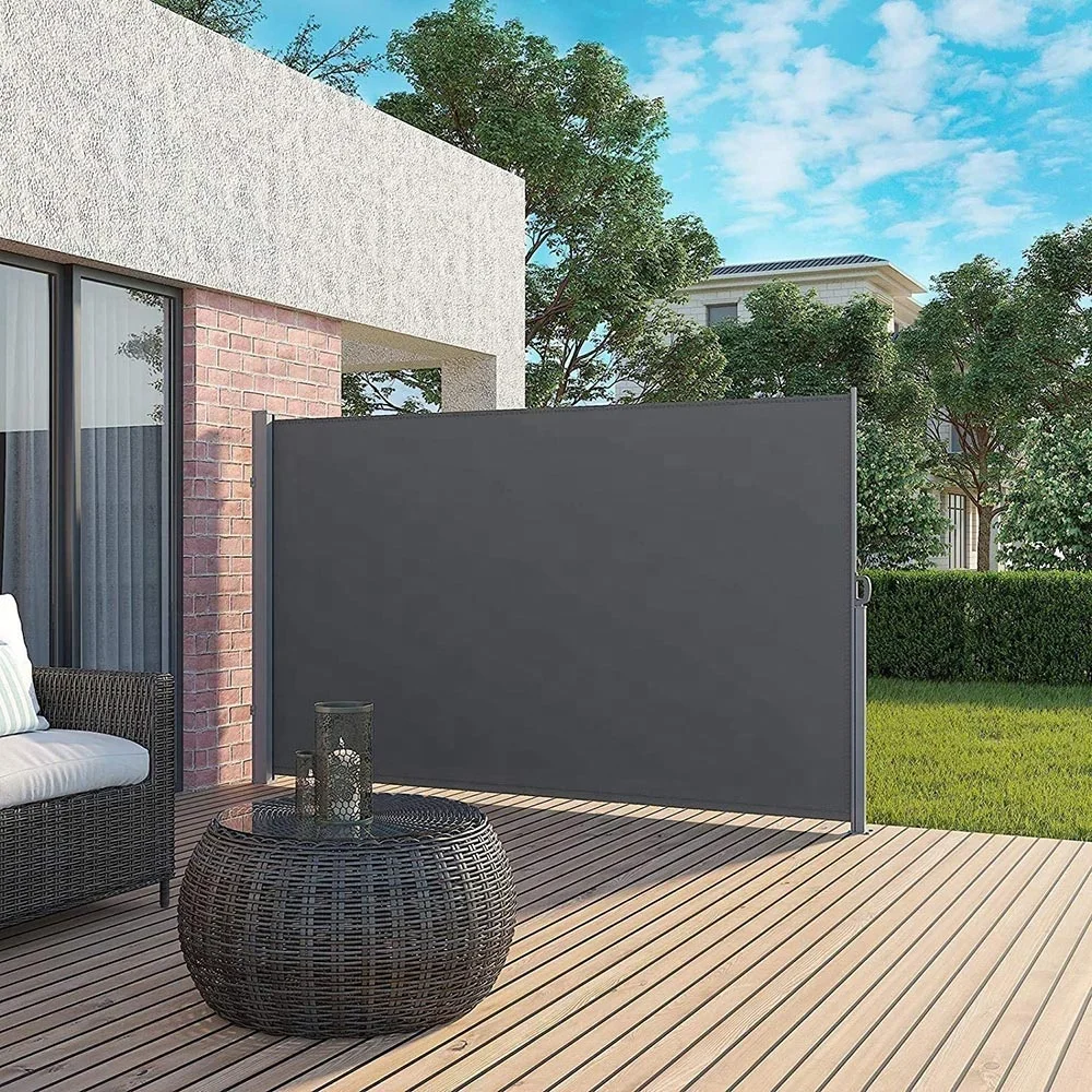 VERTAK Outdoor Patio Waterproof Aluminum Privacy Wind Screen Folding Retractable Side Awning