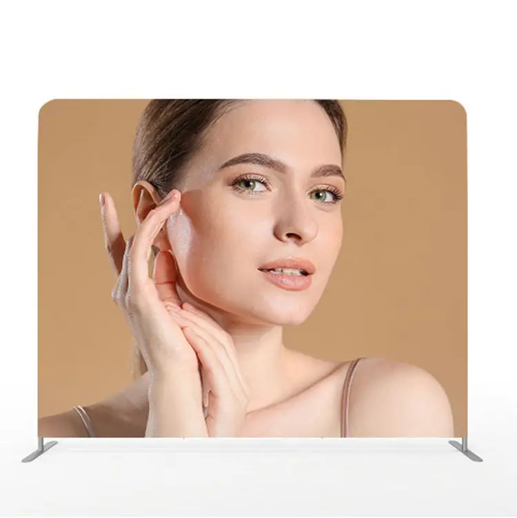 HLY Customized Christmas Theme Exhibition Pillow Case Backdrop Aluminum Alloy Stand Tension Fabric Photo Booth Backdrop