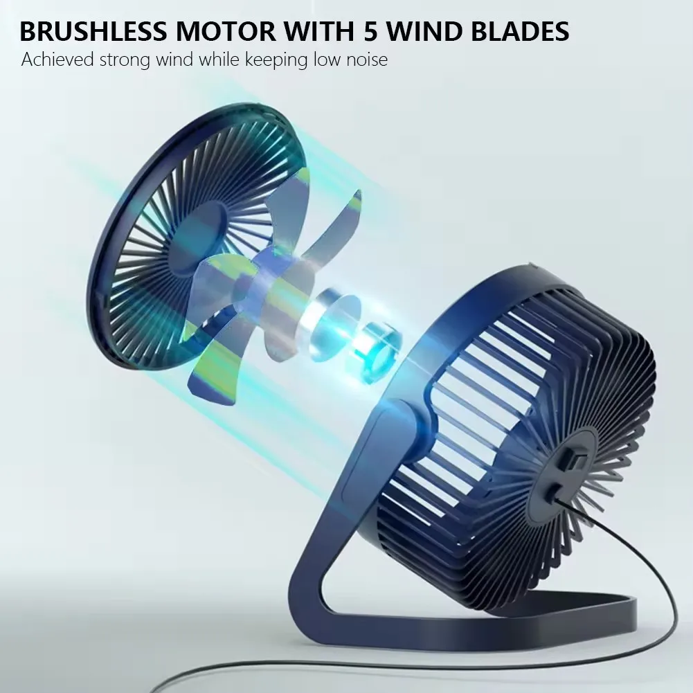 5 Inch Mini USB Desktop Fan Personal Portable Cooling with 360 Rotation Adjustable Angle for Office Household Traveling