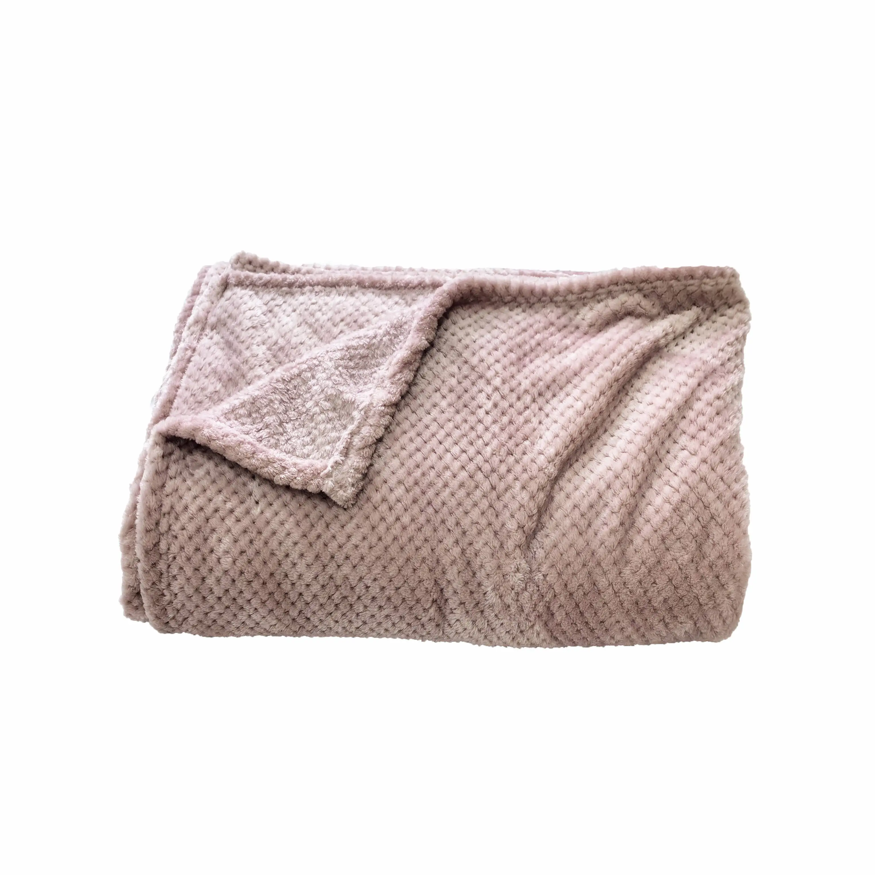 Decorative Reversible Diamond Jacquard Fleece Blankets Fuzzy Soft Cozy Warm Micro Flannel Couch Blanket