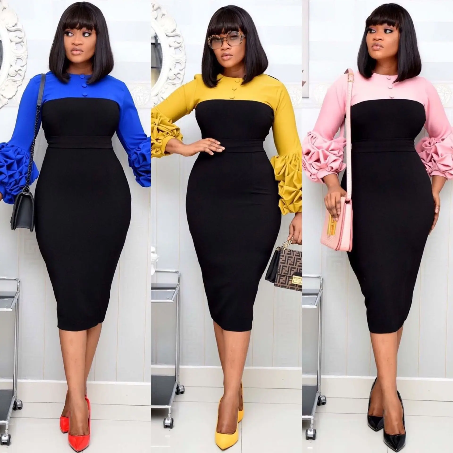 Custom  office dresses african women ladies pencil dress casual office dresses for women