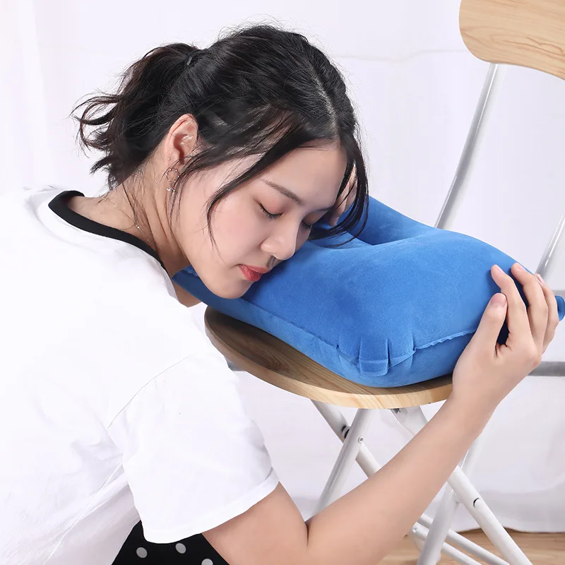 Hot Selling Travel Hiking Beach Car Plane Inflatable PVC Air Pillows Portable Square Head Rest Inflatable Pillow