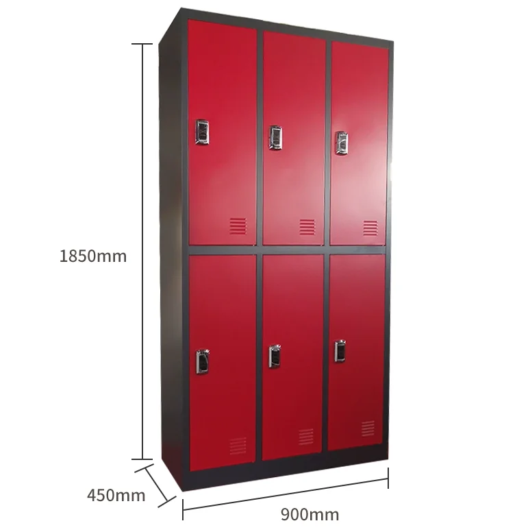 Luoyang Zhongwan produce red Metal used lock 6 door steel  locker cabinet price