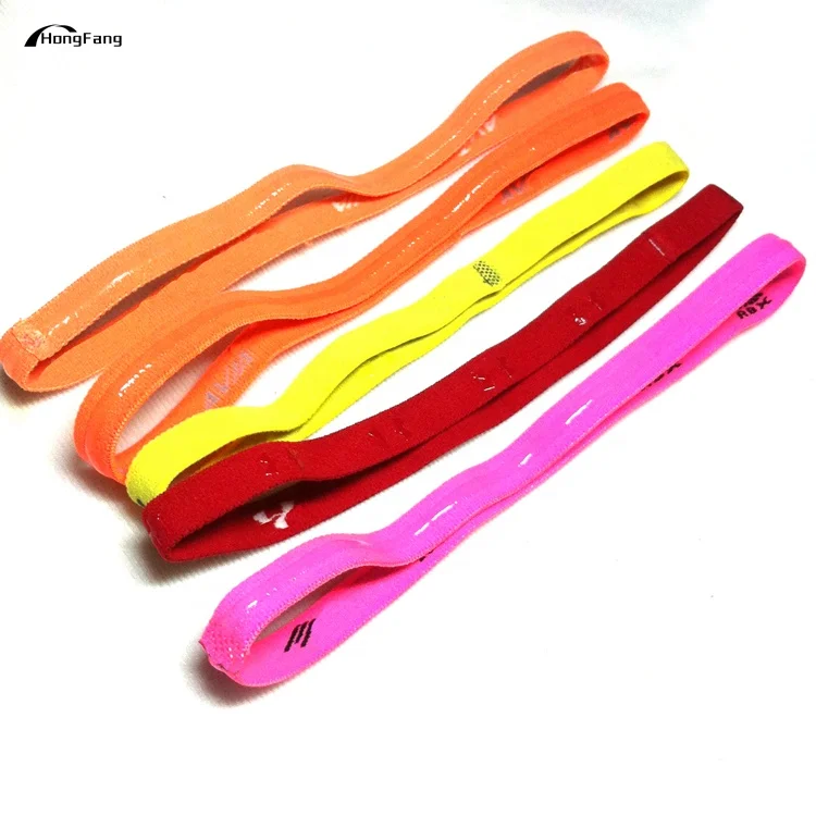 Custom Print / Jacquard Logo Non Slip Silicone Unisex Slim Elastic Sweat Headbands