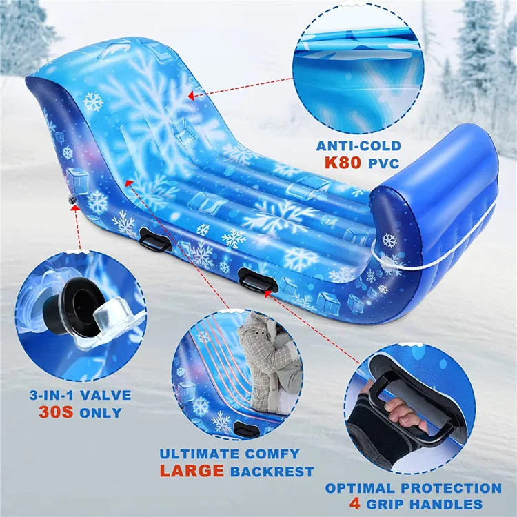 Manufacturers custom inflatable snow tube PVC sled wear resistant cold inflatable ski tube ski board water tug boat