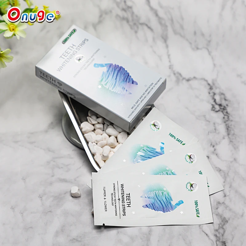 Onugesmile New Design Effective Coconut Oil Teeth Whitening Dry Strips 14 Treatments With Ce Approved