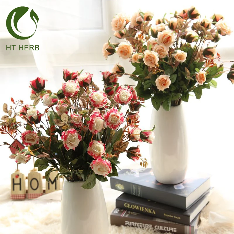 Free sample Decorative flower artificial flowers  rose bouquet decoration  plastic flower for wedding