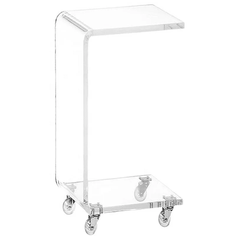 Clear Acrylic Bedroom Furniture Lucite Table With Four Wheels Luxury Coffee Table