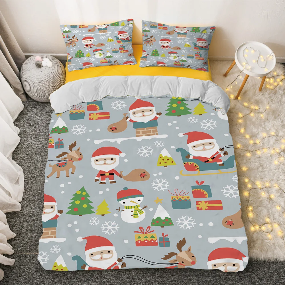 3D digital printed christmas series customized polyester realistic duvet cover 3d printed