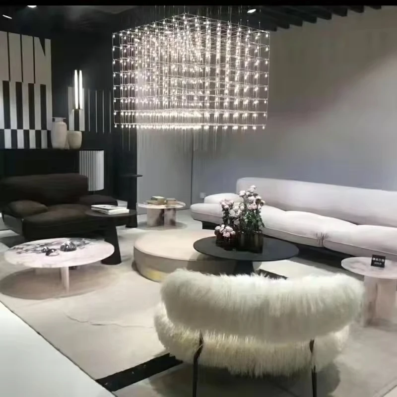 THL light cube star luxury steel led pendant lamp hanging modern alabaster chandelier for wedding