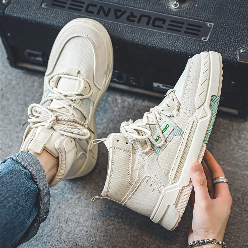 High Quality High Top Men Shoes Custom Men Sneakers Fashion Breathable Flat Shoes Comfortable Skateboarding Shoes