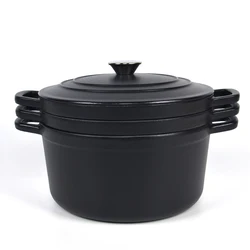 Enamel Cast Iron Casserole Covered Dutch Oven Set with Pan 4 in 1